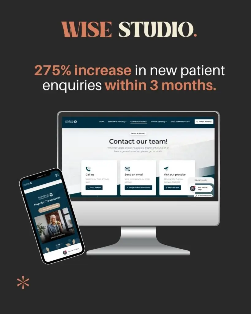 Saltdean Dental Website mockup 275% increase in new patient enquiries in 3 months