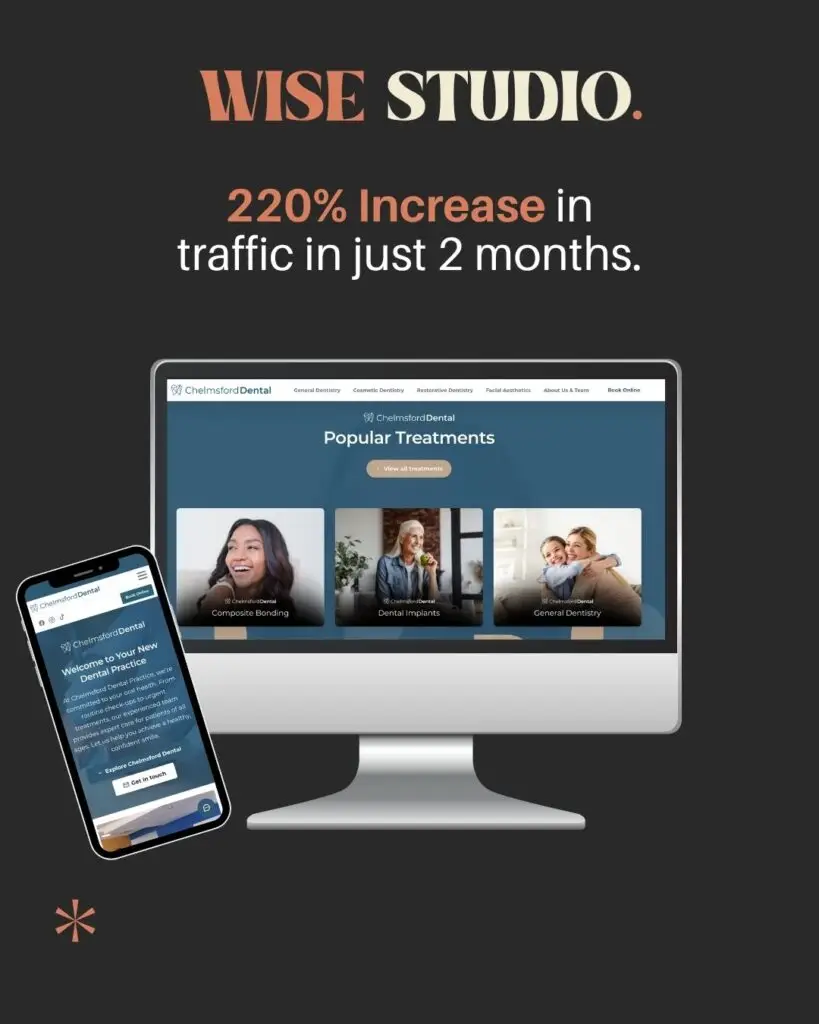 Website mockup of essex based dental practice